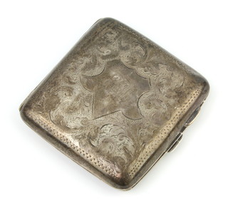 A silver cigarette case with chased decoration Birmingham 1918, 90 grams