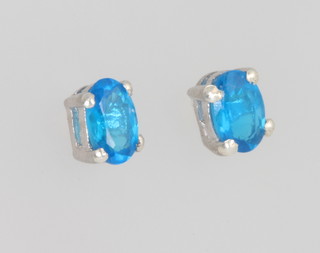A pair of silver blue apatite ear studs 