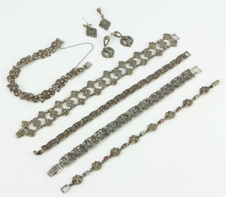 A quantity of silver marcasite jewellery 