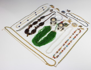 A silver and enamelled brooch, a ditto propelling pencil and minor costume jewellery 