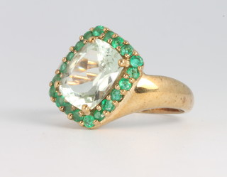 A 9ct yellow gold gem set cluster ring, 3 grams, size L 1/2