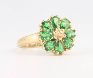 A 14ct yellow gold gem set cluster ring 2.6 grams, size L 1/2