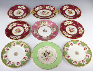 A pair of Cauldon dessert plates decorated with flowers 22cm and 7 other plates 