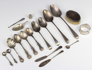 A William IV silver table spoon, Exeter 1836 and minor cutlery, 320 grams 