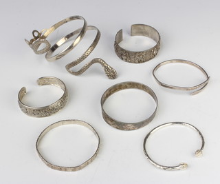 A silver bangle and minor silver jewellery 213 grams