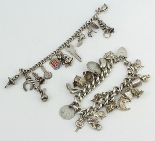 Two silver charm bracelets 119 grams 