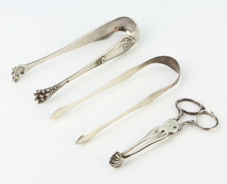 A pair of Georgian silver scissor type sugar nips, two pairs of nips, 150 grams
