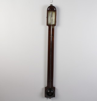 A Georgian style mercury stick barometer with silvered dial 