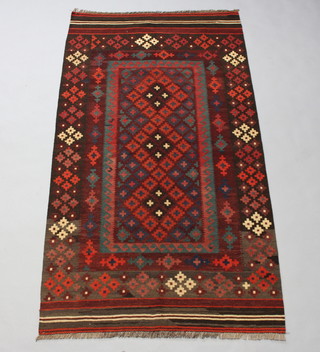A blue and red ground Ghalmori Kilim rug 196cm x 102cm 