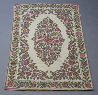 A white ground and floral patterned Kashmir panel 178 x 117cm 
