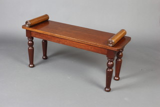 A Victorian style hall bench raised on turned supports 52cm h x 104cm w x 34cm d 