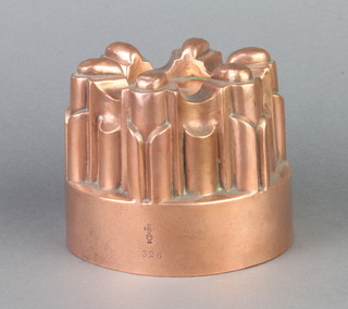 Benham, a 19th Century cylindrical copper jelly mould marked 326 11cm x 13.5cm 