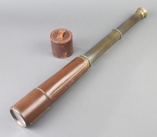 Broadhurst, Clarkson and Company, 63 Farringdon Road, London, a leather and brass 4 draw telescope 