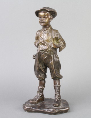 J Cardona, a bronze figure of a standing boy, marked CA37, 30cm h x 14cm w x 9cm d
