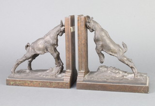 Da Silva, a pair of bronze bookends in the form of goats, the bases marked K189 and K190, 17cm h x 16cm w x 8cm d 