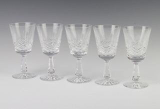 Five Waterford Crystal wine glasses 15cm 