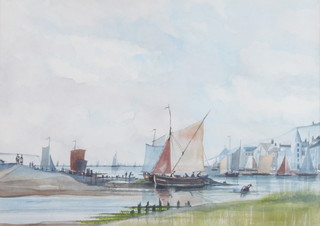 A Wickham, watercolour, unsigned, Brighton coastal scene, 25cm by 35cm