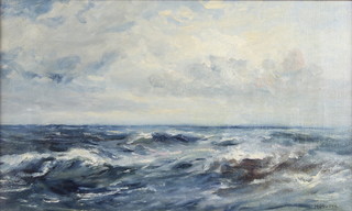 Henry Moore, (1831-1895) oil on canvas, seascape, with Cider House Galleries label to the back,  23cm x 39cm 
