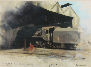 David Shepherd, print, signed in pencil, limited edition no. 579/900 "Guildford Steam Shed No.2" 35cm x 38cm 