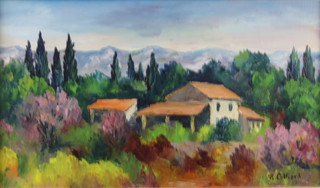 R Colliard, oil on canvas signed, "En Provence Maussane" 23cm x 40cm 