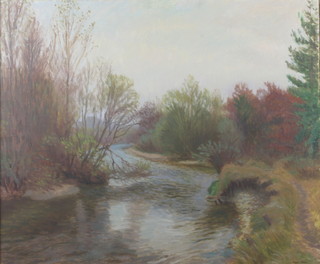 Roger Fiaux, oil, on canvas, signed, riverscape, 45cm by 54cm