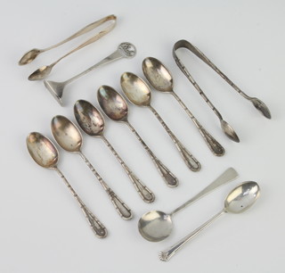 A set of silver teaspoons and sugar tongs, Sheffield 1901 and minor cutlery 164 grams 
