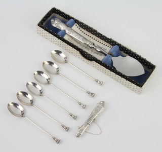 Six silver teaspoons Birmingham 1929, a pencil holder and minor items 50 grams