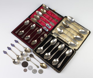 A set of 6 silver coffee spoons Birmingham 1947 and minor cutlery etc, weighable silver 220 grams 