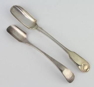 A Georgian style silver marrow scoop, Sheffield 1893 and 1 other, 126 grams