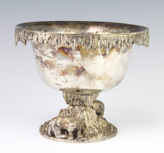 A Victorian silver plated centre piece in the form of a bowl with icicles, the base with polar bear 13cm 
