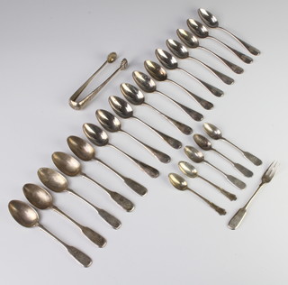 A pair of Russian silver 84 standard sugar tongs and minor flatware, 575 grams 