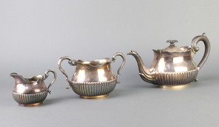 A silver plated 3 piece demi-fluted tea set 