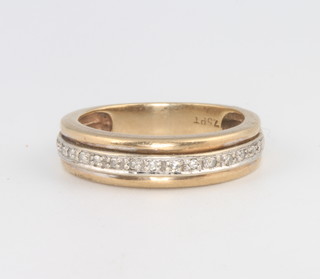 A 9ct yellow gold diamond set half eternity ring 3.4 grams, size M 
