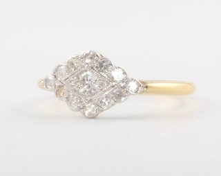 An 18ct yellow gold Edwardian style diamond ring, size N 