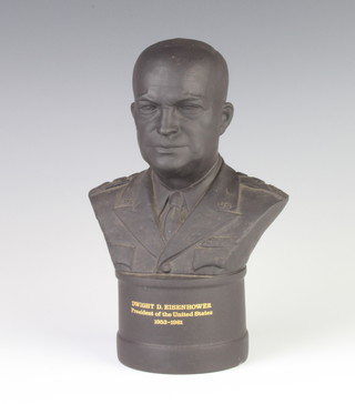 A Wedgwood black basalt limited edition figure - The Eisenhower bust no.1861 of 5000, boxed, 21cm 