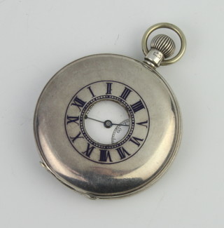 An Edwardian silver half hunter pocket watch, the dial inscribed Waltham, Birmingham 1904 