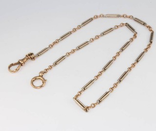 A 9ct two colour gold watch chain 8.7 grams, 39 cm 