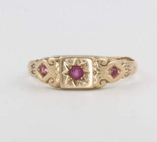 A 9ct yellow gold ruby ring size U, 2.1 grams