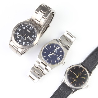 A gentleman's steel cased Omega automatic calendar wristwatch and 2 other watches 
