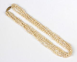 A 5 strand freshwater pearl necklace with silver gilt clasp 