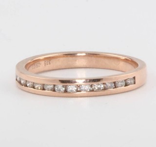 A 9ct rose gold gem and diamond set ring, size M, 1.8 grams