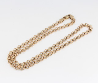 A 9ct yellow gold fancy link necklace 18cm 9.3 grams