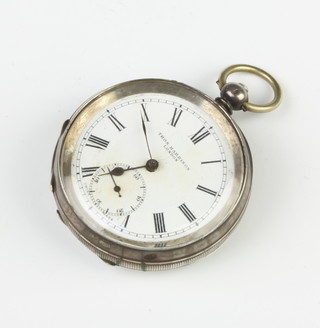 A gentleman's silver cased keywind pocket watch with seconds at 6 o'clock 