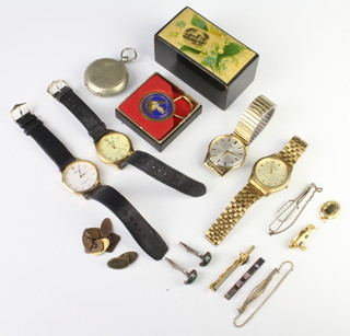 A gentleman's steel cased wristwatch and minor costume jewellery etc 