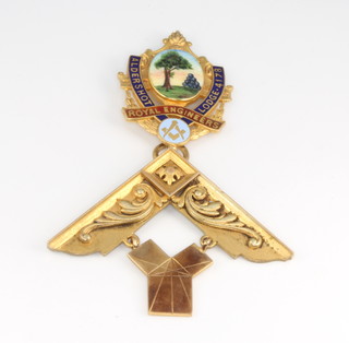 A 9ct yellow gold and enamelled Masonic jewel, Aldershot Lodge 4178, 24.2 grams