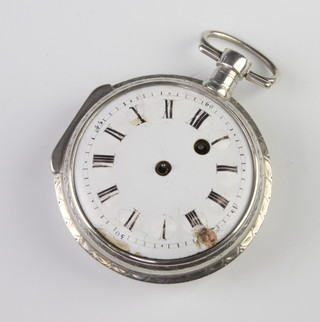 An 18th Century silver pair cased pocket watch 
