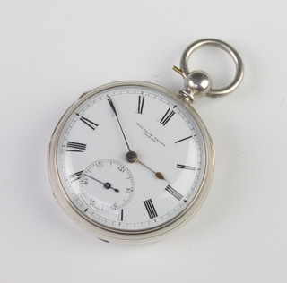 A Victorian silver keywind pocket watch, the dial inscribed William Brown Perth, Chester 1877