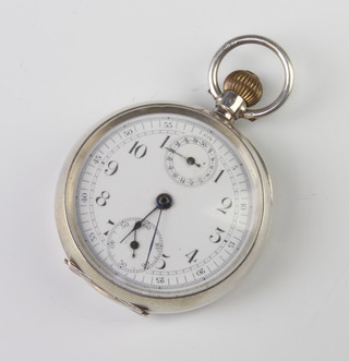 A Continental 925 silver chronograph pocket watch with calendar and seconds dial 