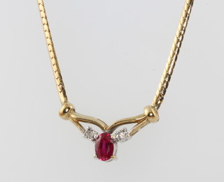 A 9ct yellow gold gem set necklace, 6.2 grams