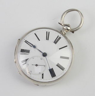 A Continental silver keywind pocket watch with seconds at 6 o'clock 